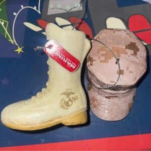 Marines Christmas ornaments 2 hat & boots